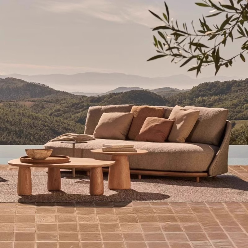 Nórdico al aire libre teca sofá villa patio al aire libre balcón jardín ocio rebanada de muebles de hotel
