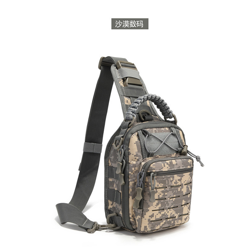 Nueva bolsa de viaje portátil al aire libre de un solo hombro inclinado camuflaje deportivo de campo pequeño pecho bolsa de perforación láser