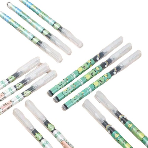 Flower film straight liquid ballpoint pen student exam gel pen classic 0.5 needle tube quick-drying ballpoint pen student pen