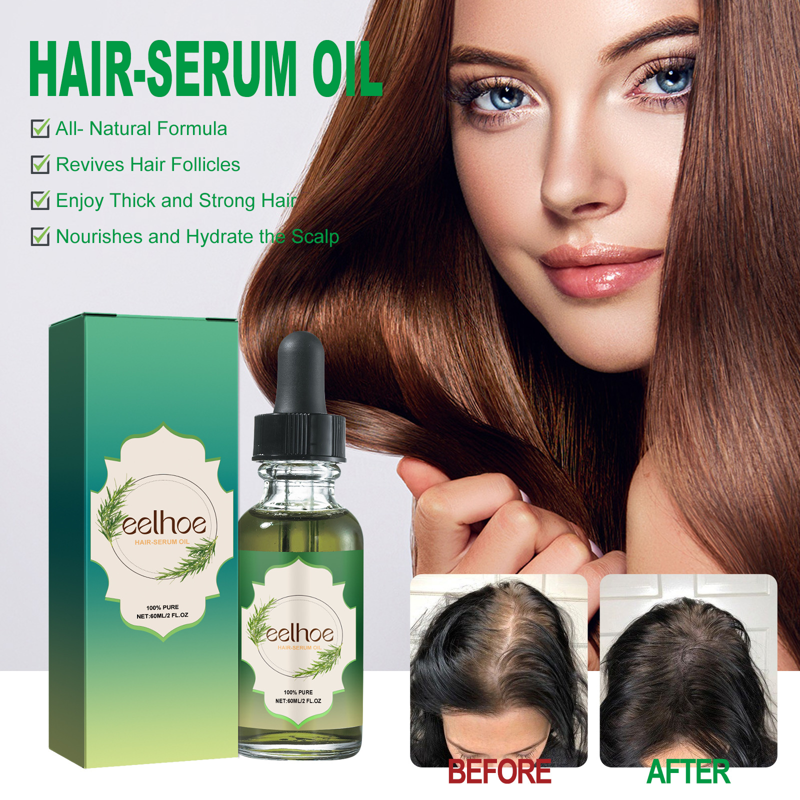 El aceite esencial para el cabello de romero EELHOE nutre el cuero cabelludo, previene la caída del cabello, espesa, hidrata y fortalece el aceite esencial para el cuidado del cabello._voghion.com