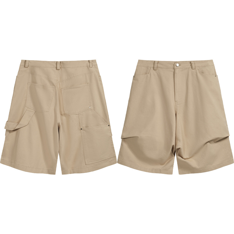NONNOD Alpine carpinter shorts diseño estereoscópico de color sólido herramienta de madera pantalones cortos casuales