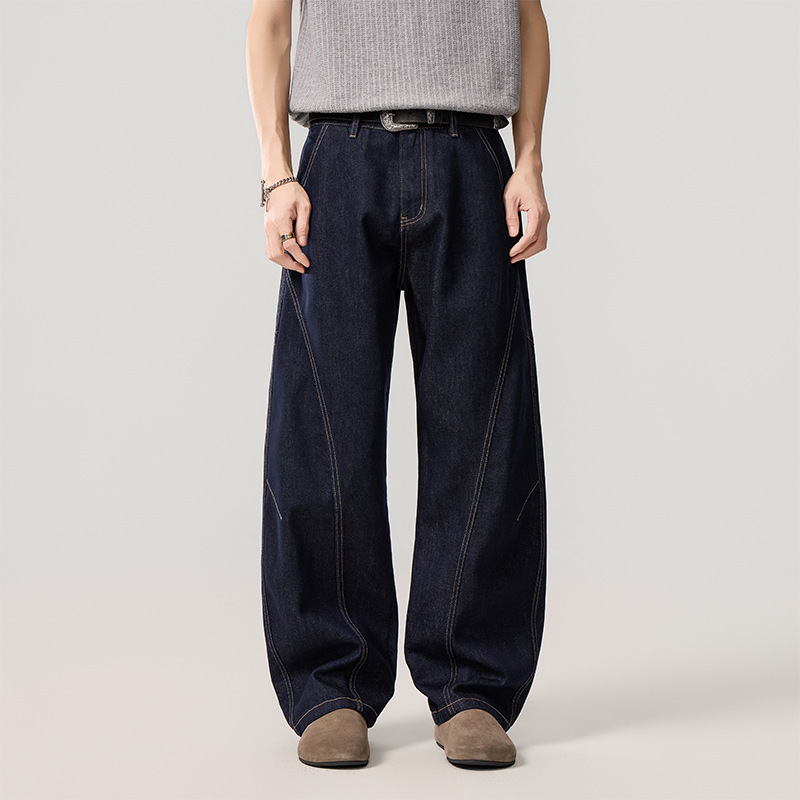 2026 Spring New High Street Raw Denim Curved Blade Jeans for Men, Vintage Washed High-End Trendy Brand Loose Casual Long Pants 2026 Spring New High Street Raw Denim Curved Blade Jeans for Men, Vintage Washed High-End Trendy Brand Loose Casual Long Pants