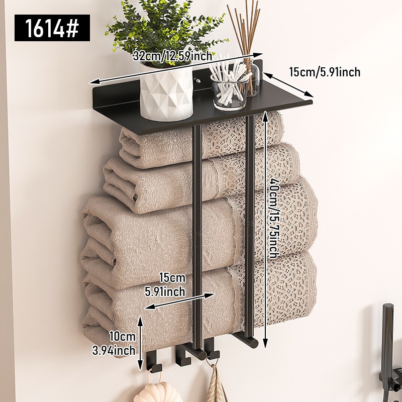 Transfronterizo sin perforación estante de toallas de baño desmontable estante de toallas de baño multicapa estante de toallas de pared de baño