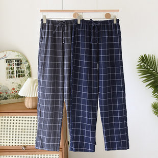 Men's autumn demi-season cotton gauze thin trousers for leisure, simple and elegant design, oversize