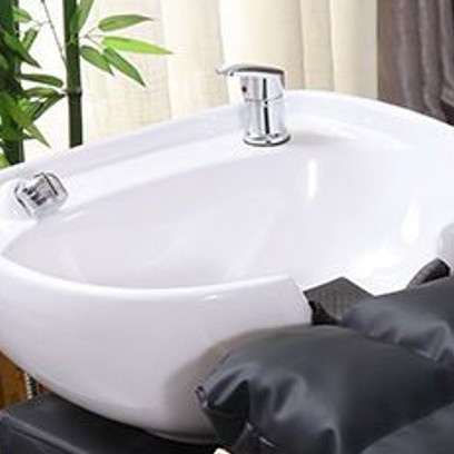 Peluquería Cama de champú Peluquería especial cama de agua semi-reclinada olla profunda de cerámica de acero inoxidable de alta gama