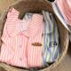 Ins Style Sweet Stripesd Short-Sleeved Pajamas for Women Summer Cardigan Milk Bread Embroider Couple Home Wear Suit for Men