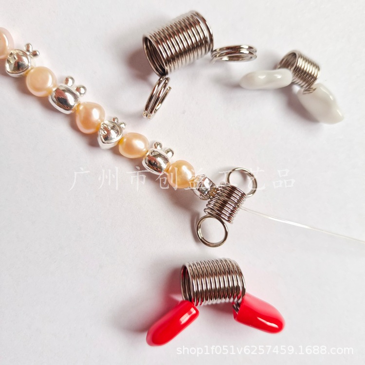 DIY珠宝手链首饰防掉落夹弹簧夹穿珠止珠弹簧辅助工具胶套弹性