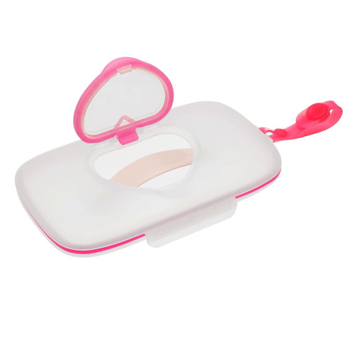 Baby wet wipes box for outings, portable pink love lid storage box, outdoor packaging box