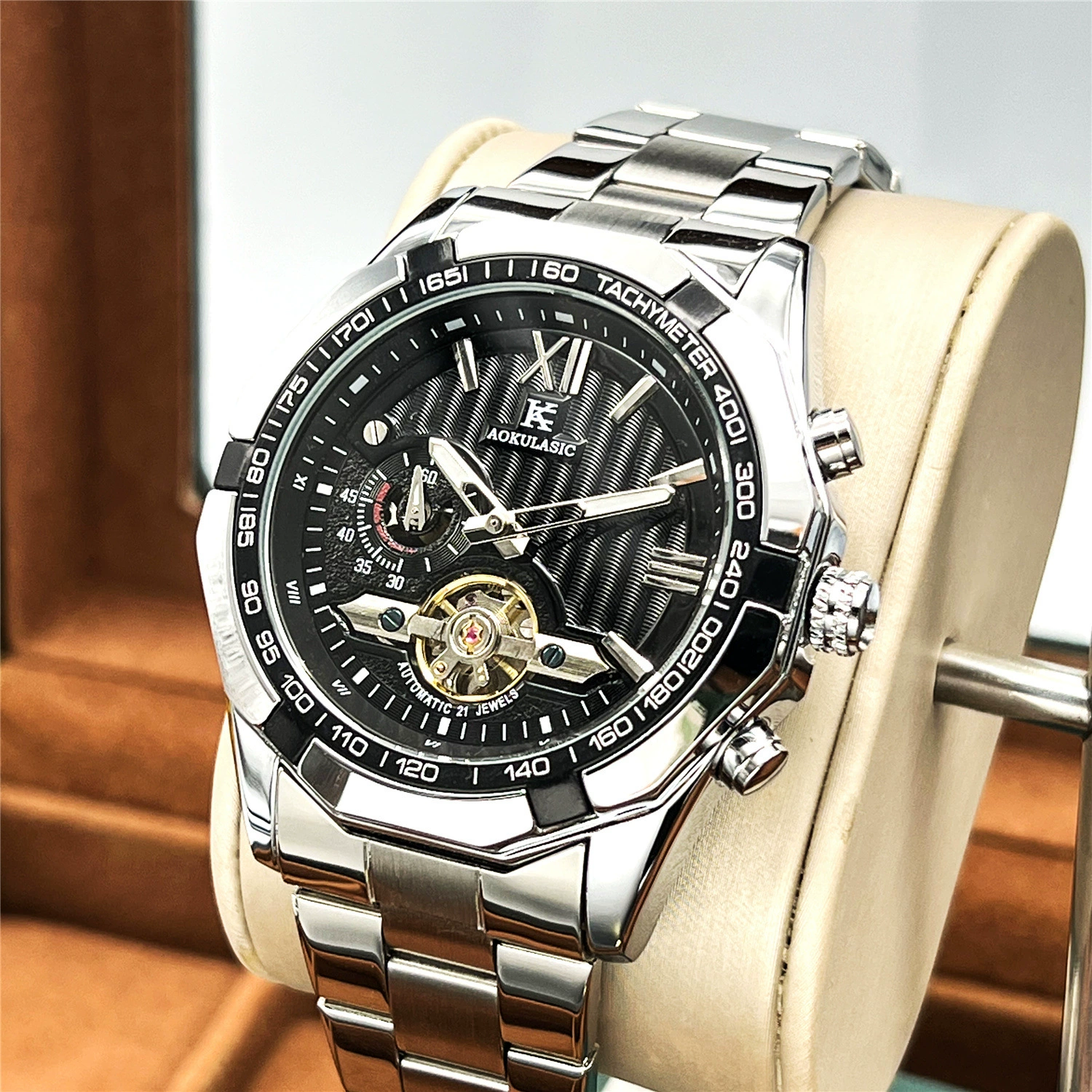 Властные механические часы с большим циферблатом Tourbillon независимые вторые диски автоматические механические часы живой взрыв мужские наручные часы