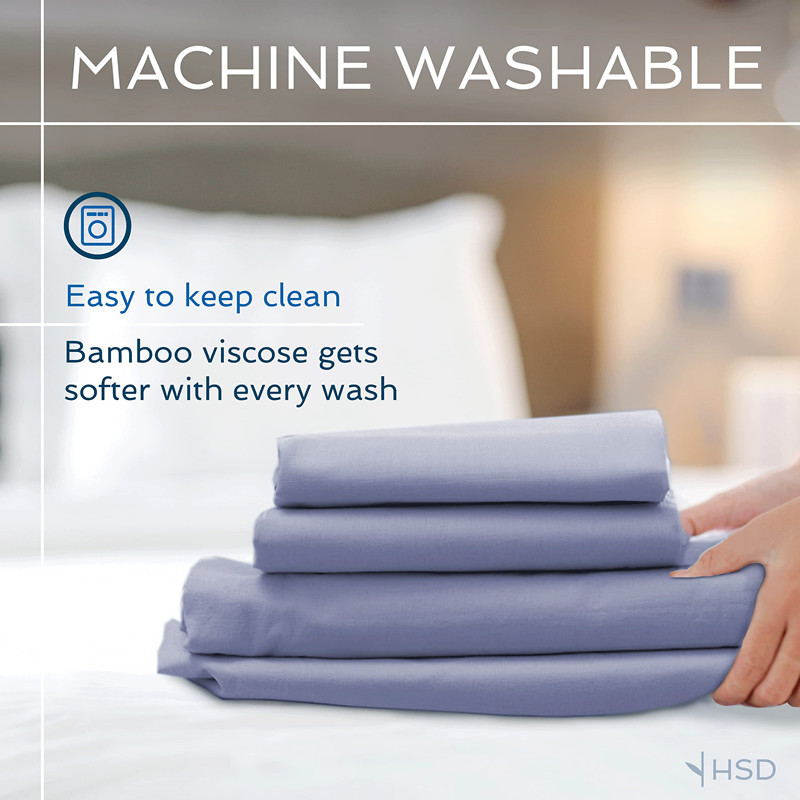 跨境亚马逊夏季100竹纤维床单套装4件套欧美床品深口袋外贸三件套