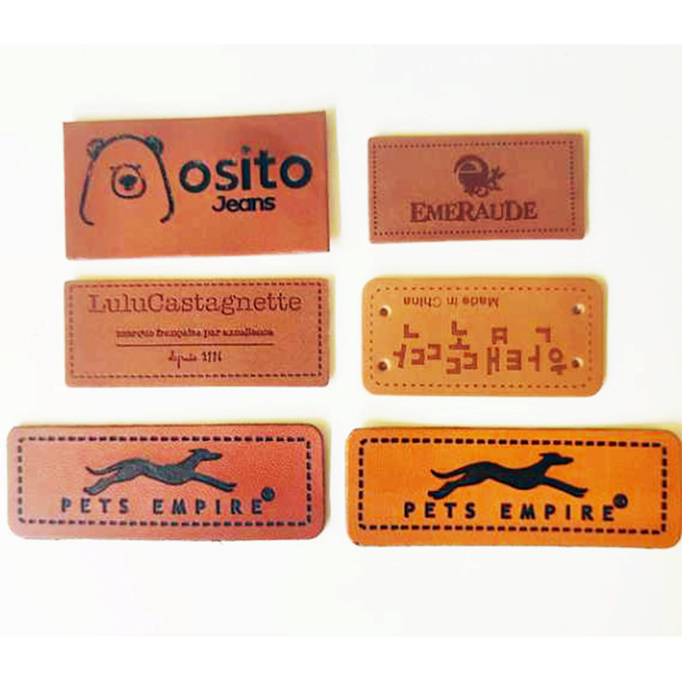 订够压印彩色皮标 高频皮标 热压标  牛皮纸商标 服装商标