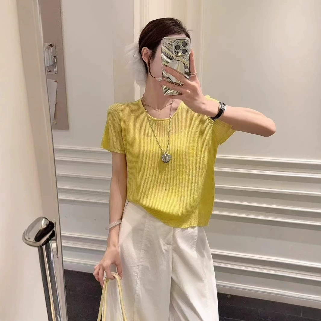 Breathable thin knitted sweater, silk T-shirt
