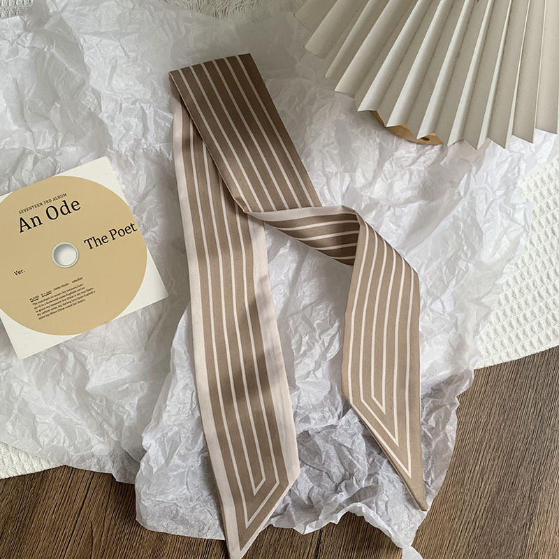 Bufanda de seda, banda larga, sensación de alta calidad, serpentina de rayas verticales de doble cara, bufanda de todo fósforo, diadema, cinturón decorativo, cinturón, cinta