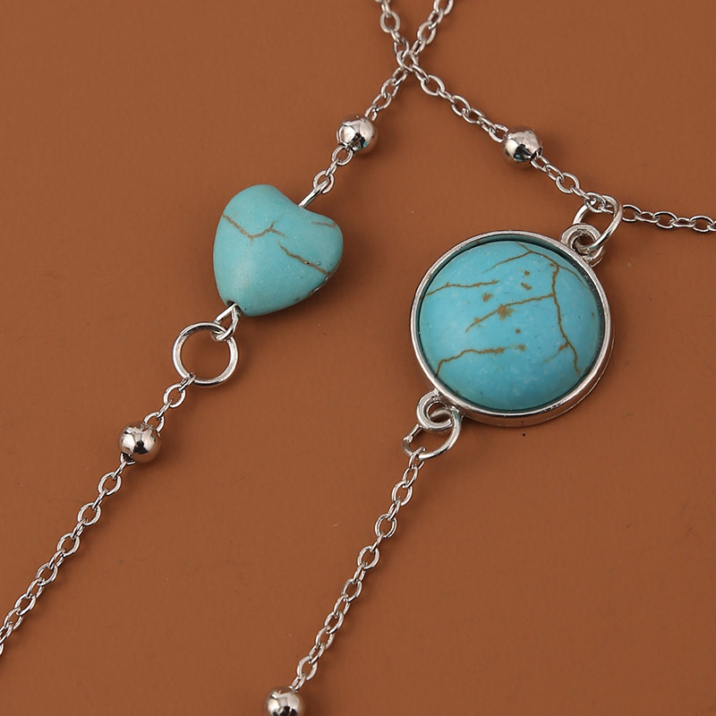 Retro Heart-shape Turquoise Long Necklace Wholesale display picture 7