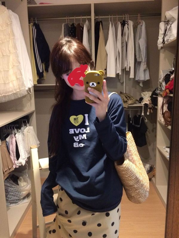 【200克纯棉后包领】美式复古宽松长袖藏青t恤女秋设计感小众ins|undefined