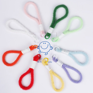 Huayang Simple Colorful Matching Plush Mobile Phone Lanyard Short Wrist Rope Colorfulful Fashion Mobile Phone Chain Pendant Keychain