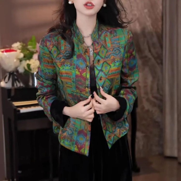 一件代发直播爆款2025秋季新款时尚新中式国风双面穿长袖短外套女|undefined
