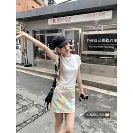 碎花半身裙女a字裙包臀裙夏高腰半裙多巴胺穿搭miu系油画花短裙子