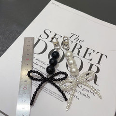 韓國東大門nyunyu同款掛件簡約時尚珍珠蝴蝶結手機鏈鑰匙扣包包鏈