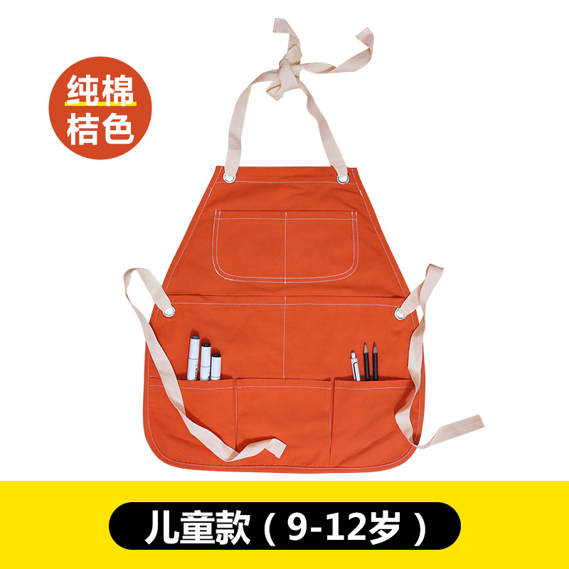 Delantal infantil de algodón Amazon con logotipo personalizado, pintura, caligrafía, delantal vaquero sin mangas para niños, personalización al por mayor