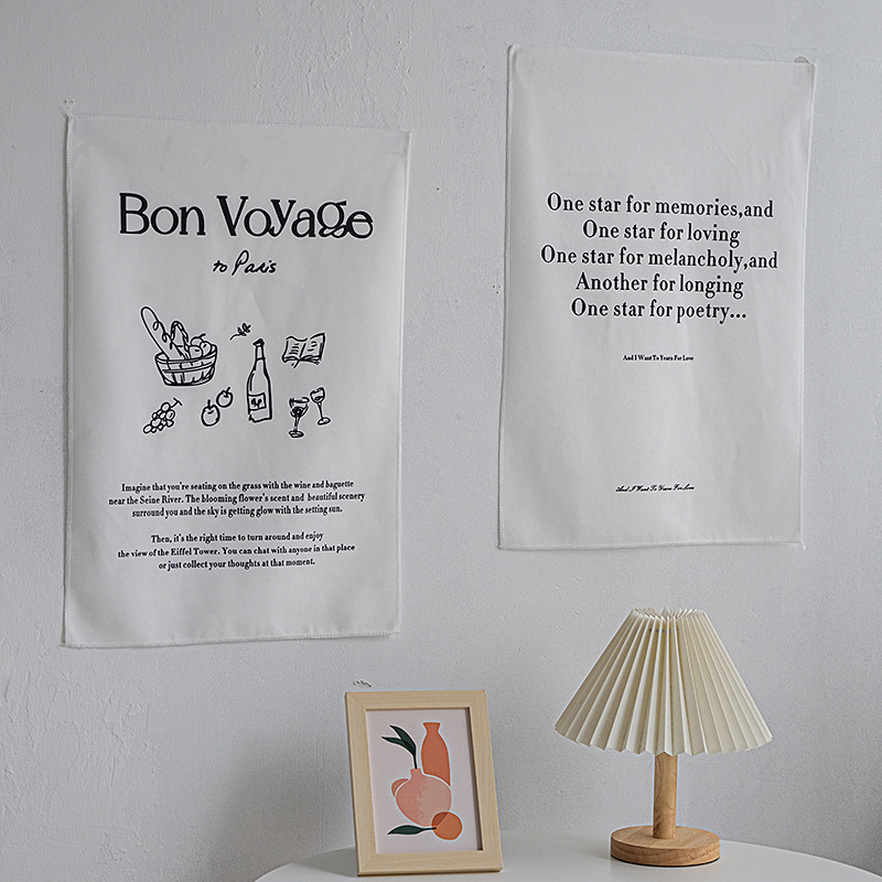 English Small Hanging Cloth High-Level Sense Decorative Cloth Ins Style Cold Style Homestay Background Wall Decorative Cloth Nordic Style