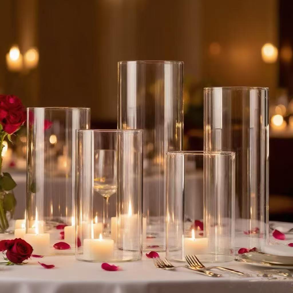 Vaso de vela de vidrio de alto borosilicato transparente candelabro de estilo europeo corcho sellado vela de decoración de boda fragante