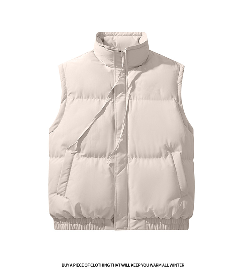 Ärmel abnehmbar, Stehkragen, wattierte Herrenkleidung, lockere Daunen-Baumwollwattierung, Stehkragen, warme Brotkleidung_voghion.com