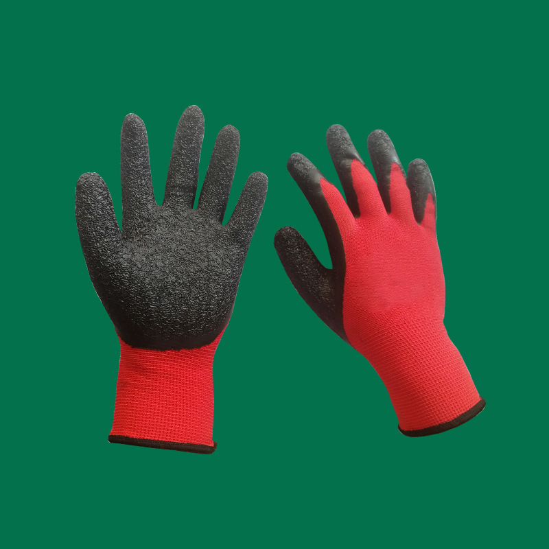 13針尼龍浸膠乳膠皺紋手套 勞保手套 耐磨防滑透氣掛膠手套廠家