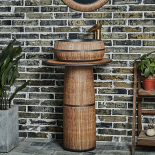 Floor-standing integrated wash basin outdoor pool antique art column washbasin bathroom home