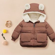 加绒童装棉衣冬季款小童男女宝宝连帽棉服加厚短款保暖外套卡通新