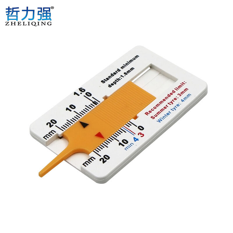 游标深度卡尺 轮胎花纹深度尺胎纹片深度仪 便携塑料胎纹尺0-20MM