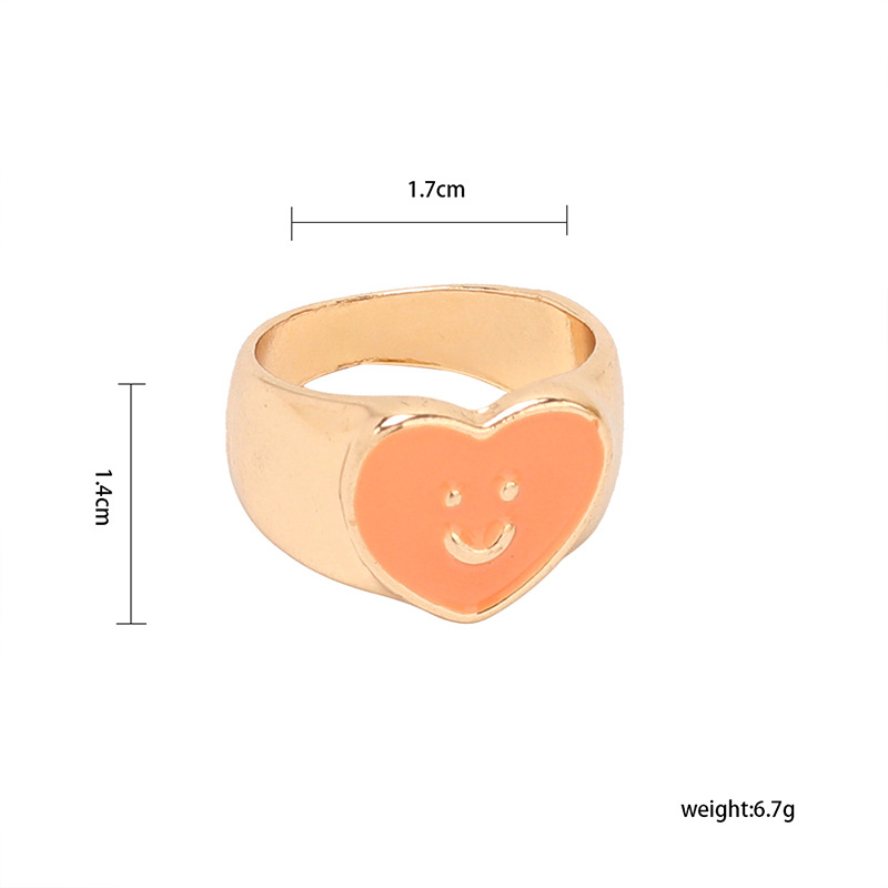 7g Weight Women'S Gender Pink, Purple, Blue, Yellow Color One Size Size Wholesale Jewelry Dripping Oil Heart Smile Ring Nihaojewelry 无