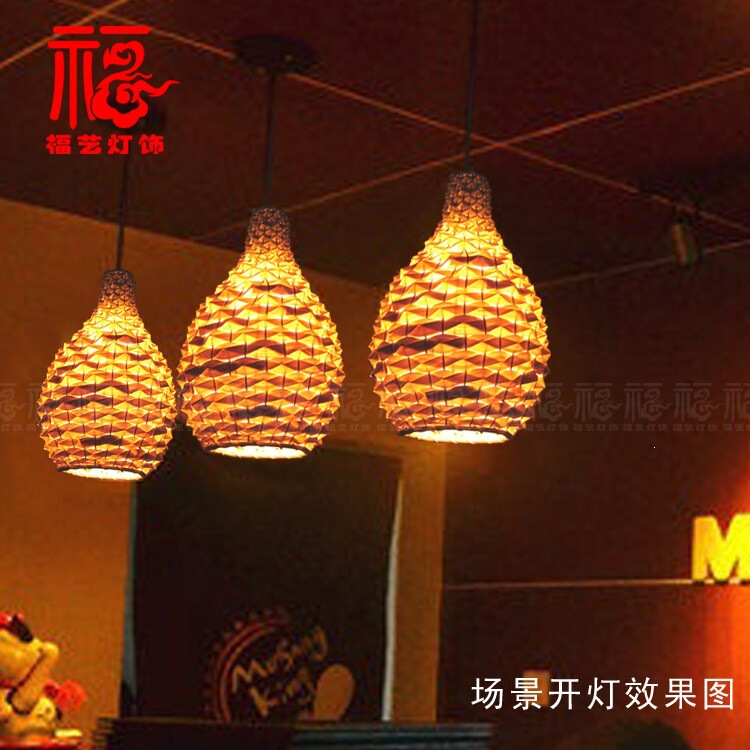 Bamboo Slice Durian Lamp Bamboo Woven Pineapple Pendant Light for Dining, Homestay, Restaurant, Bar, Dessert Shop, Southeast Asian Bamboo Art Chandelier
