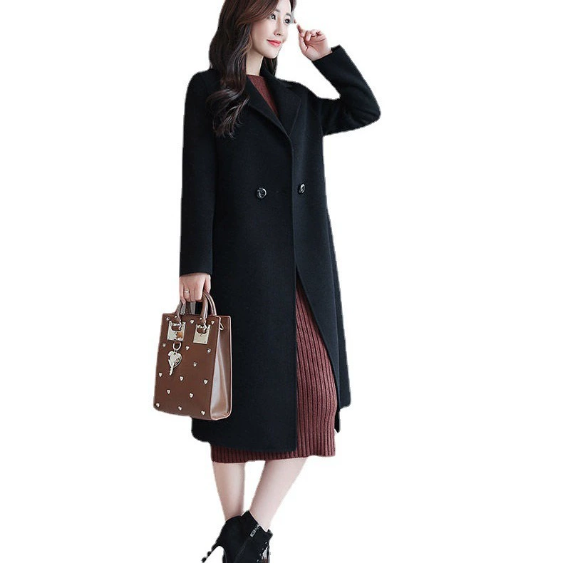 Autumn woolen coat, jacket, mid-length, plus size, Korean style