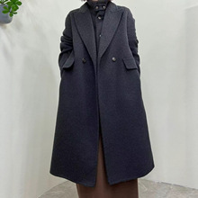 2025新【首尔时光】正肩针织领两件套加长款加厚双面羊毛大衣女