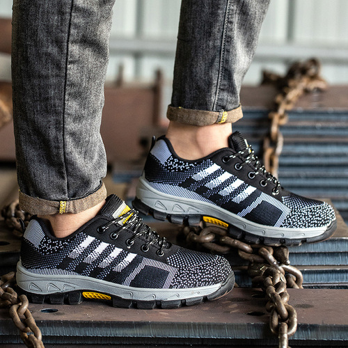 Cross-border wholesale summer breathable fly-woven labor protection shoes, anti-smash and anti-puncture work shoes, wear-resistant lightweight safety shoes