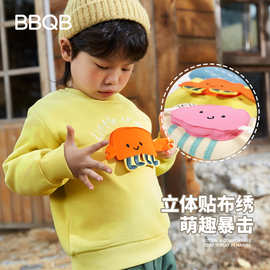 minizone秋冬装卫衣新款加绒衫男童休闲长袖衫卡通女童加厚上衣服