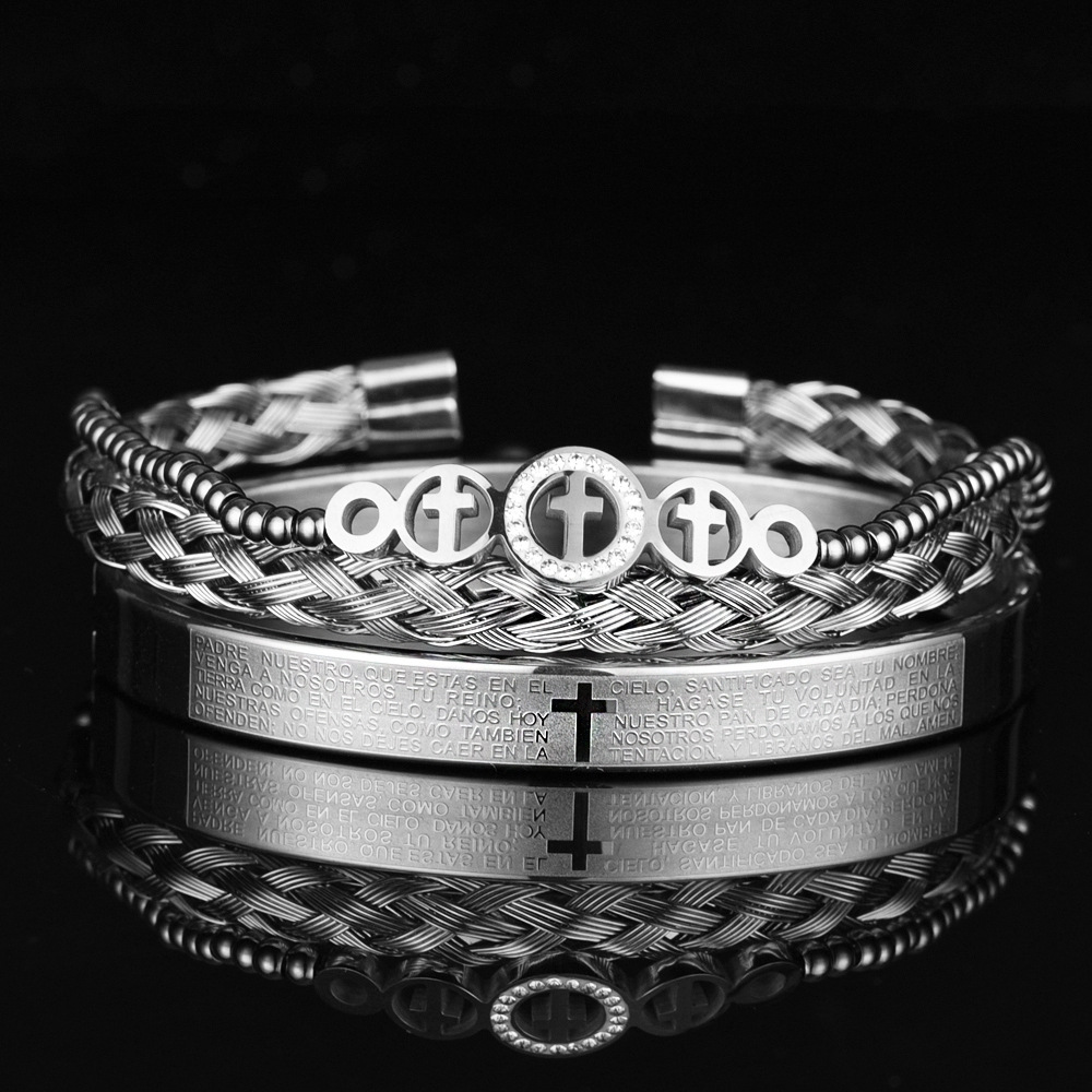 Plating Design Glam Cross Stainless Steel Plating Bracelets