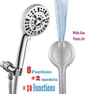 Cross-Border American-Style 10-Function Handheld Showerhead with Spray Gun, Water Booster, Spray Massage, and Shower Set