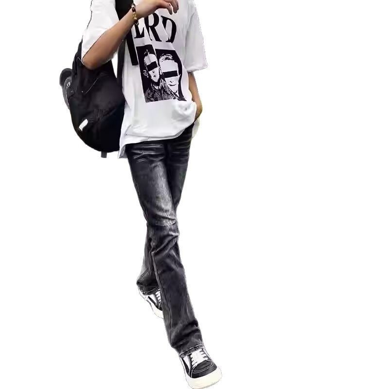 Jeans Retro Desgastados Micro Flare para Hombre de Mezclilla, Corte Micro Flare, para Uso Diario image 5