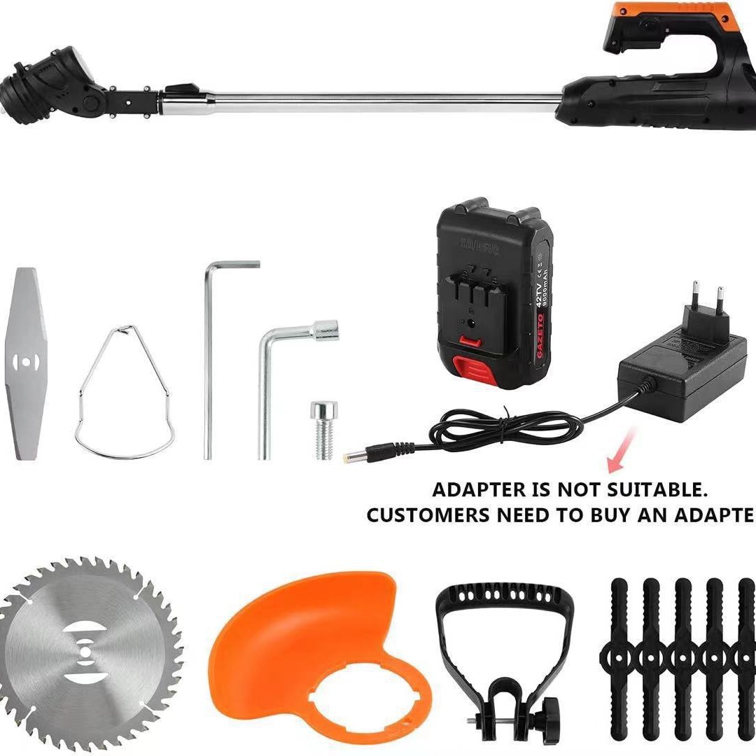 跨境锂电割草机家用小型除草机锂电池充电打草机锄草大功率