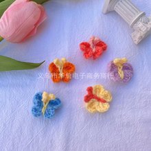 厂家现货韩版彩色毛线小蝴蝶 发饰DIY 服装辅料 鞋帽袜子围巾配件