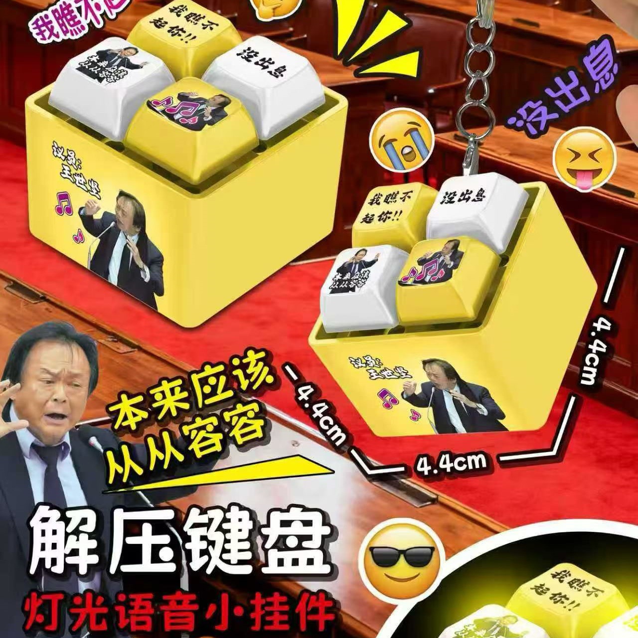 语音按键钥匙扣本来应该从从容容游刃有余发声发光挂件解压玩具