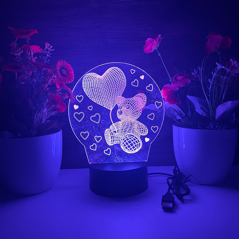 Mesa de la sala de deportes electrónicos con decoración Mickey Mouse luz de ambiente acrílico 3D osito luz de noche lámpara de mesa decoración de escritorio de dormitorio