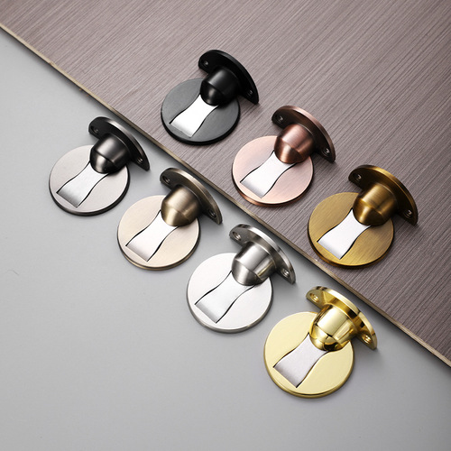 304 stainless steel floor suction punch-free invisible door stop floor-mounted adjustable wooden door suction anti-collision strong magnetic door block door collision
