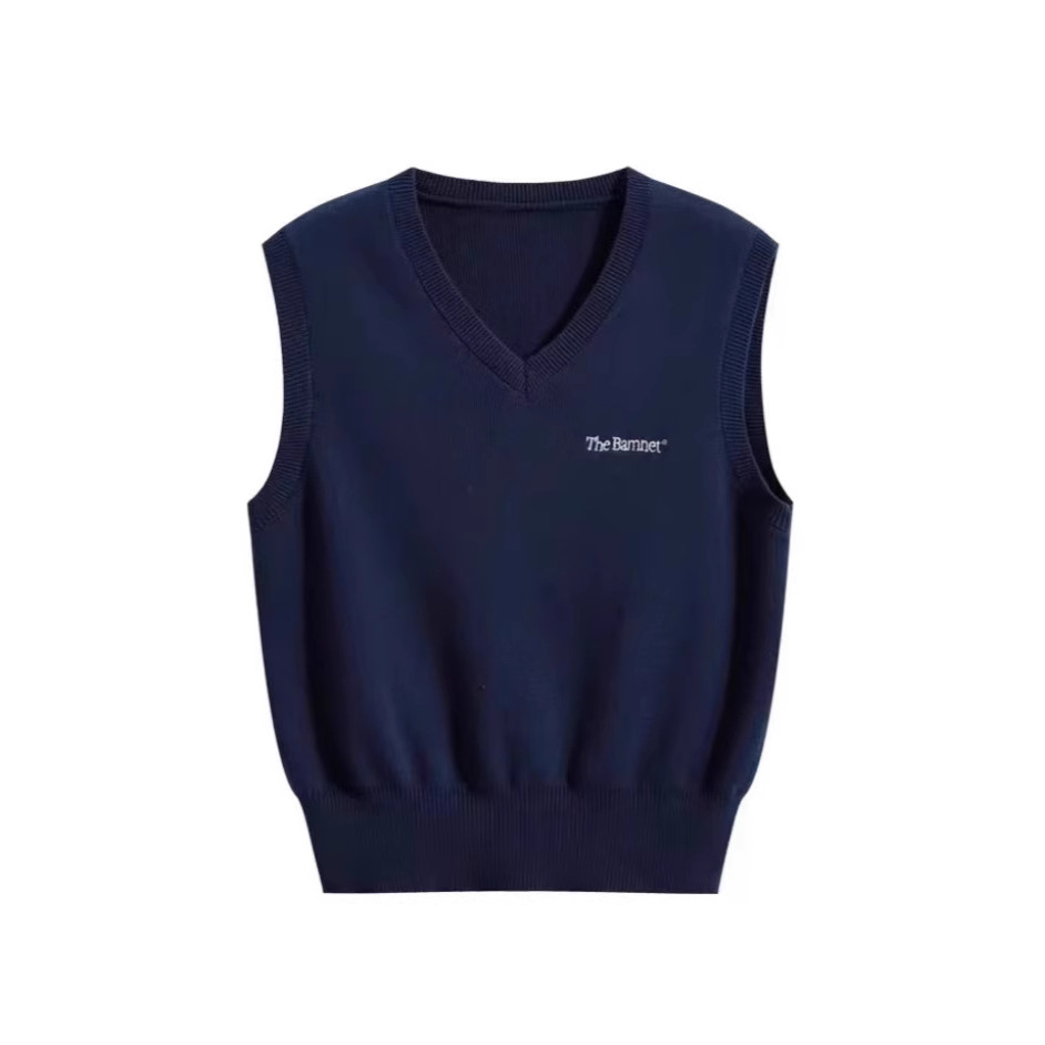 재고 한국 thebarn * net 캐주얼 칼리지 스타일 조끼 짧은 V-Neck 풀오버 니트 조끼 탑
