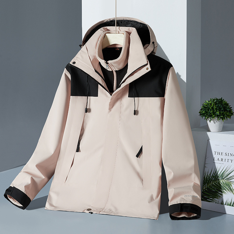 秋冬季三合一冲锋风衣户外夹克防护外套男女防水夹克情侣登山服|undefined