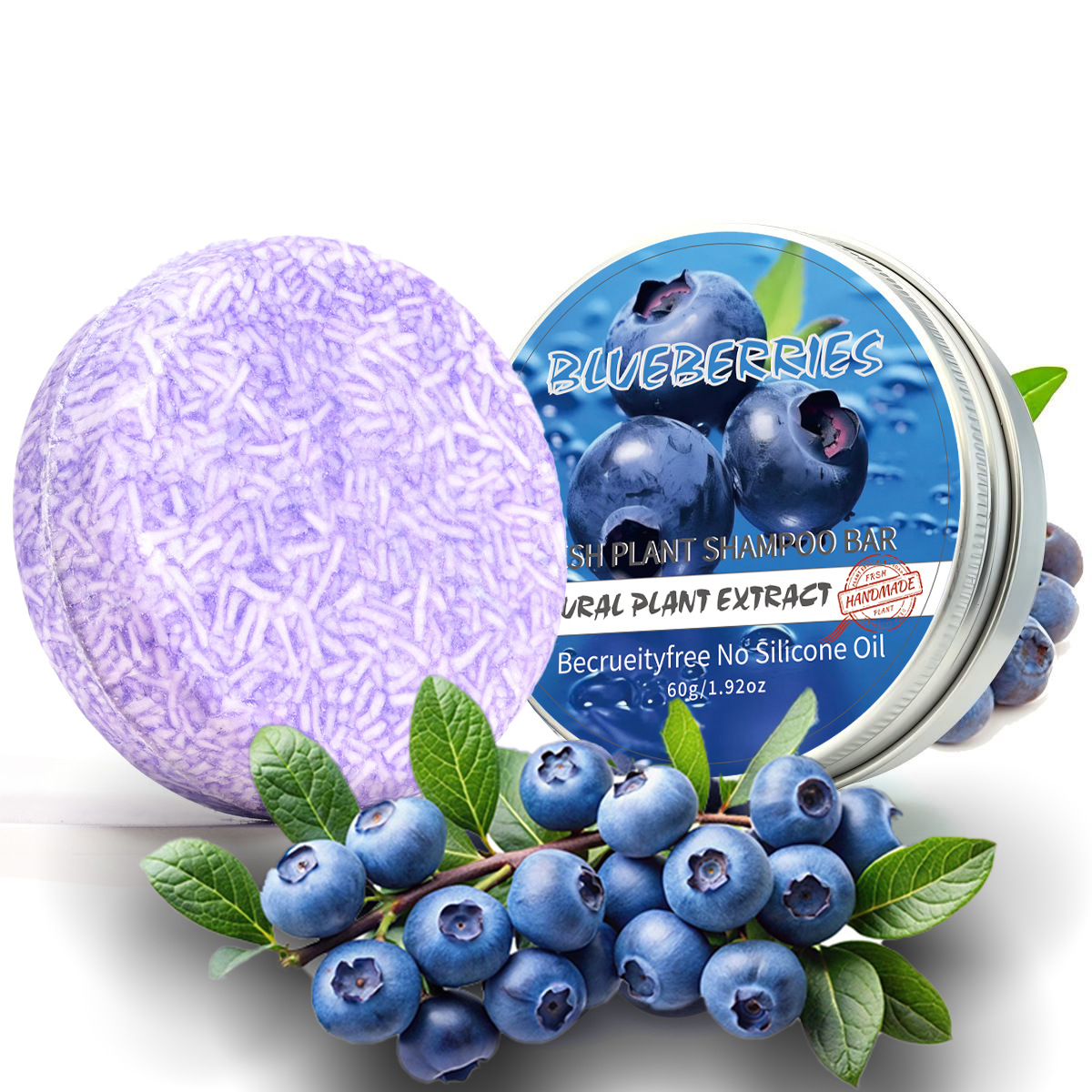 Jabón Champú de Aceite Esencial de Arándano Limpieza y Nutrición Profunda para Cabello