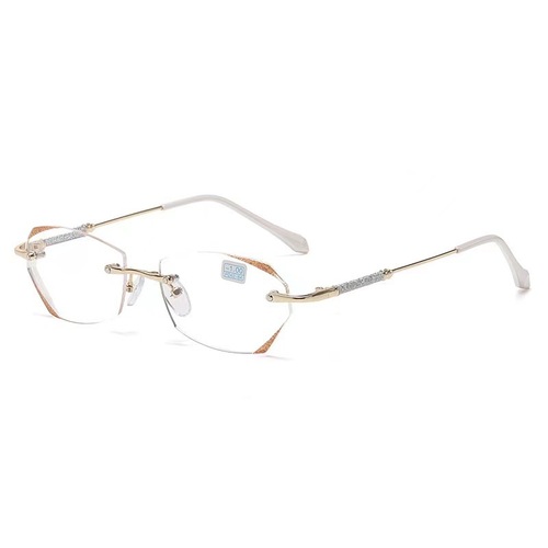 Stylish Diamond Sparkle Edgeless Rimless Reading Glasses for Women with Anti-Blue Light Feature