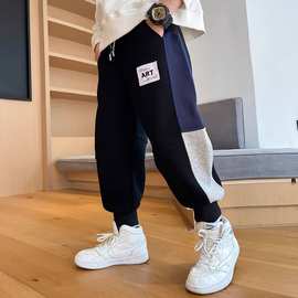 天才鲸 男童裤子春秋款中大童运动裤新款儿童秋季卫裤百搭休闲裤